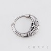 GOTHIC LUNAR SOLAR SKULL CRESCENT FRAME 316L SURGICAL STEEL EARRING